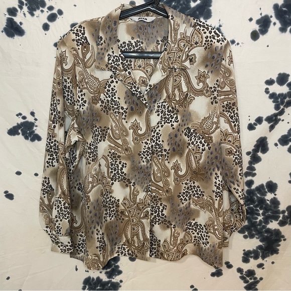 Vintage Alia Animal Print/Paisley Pattern Blouse - Picture 2 of 6